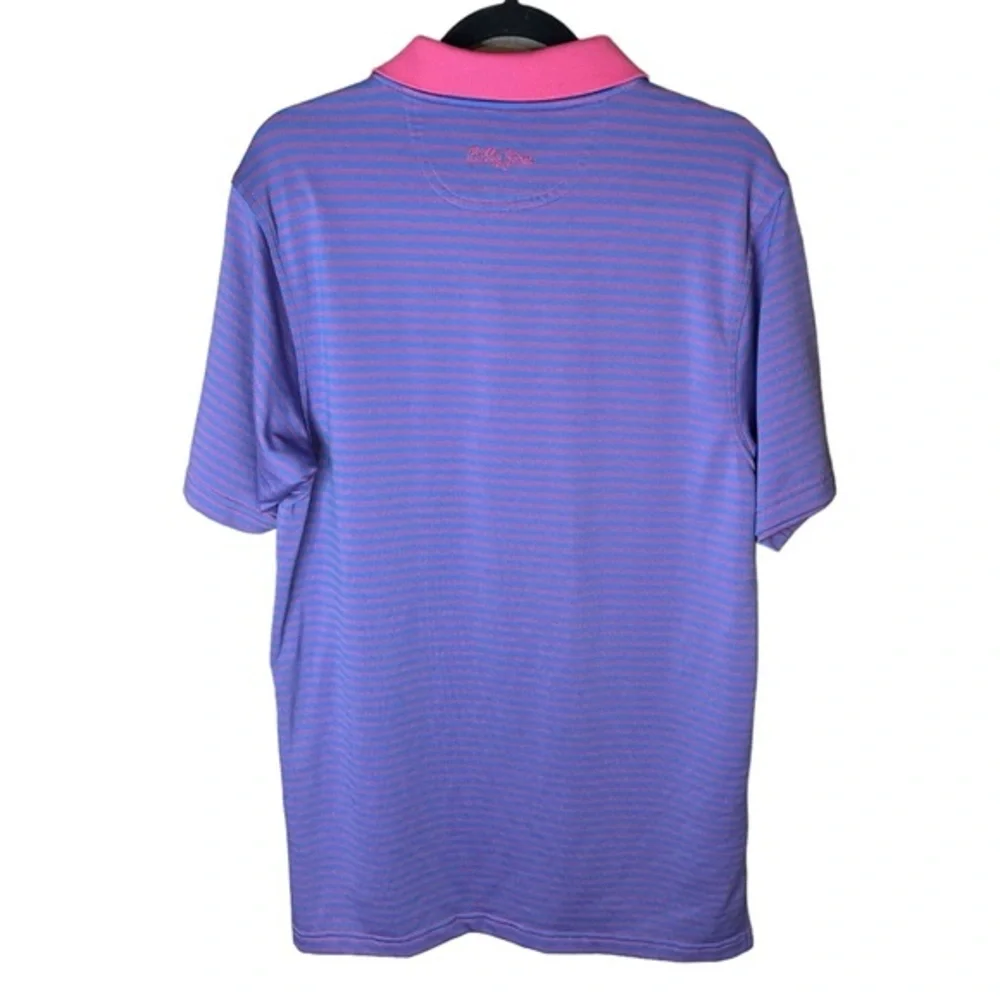 Bobby Jones X-H2O Golf Polo Short Sleeve Pink‎ Blue Striped Size Medium - Picture 2 of 7